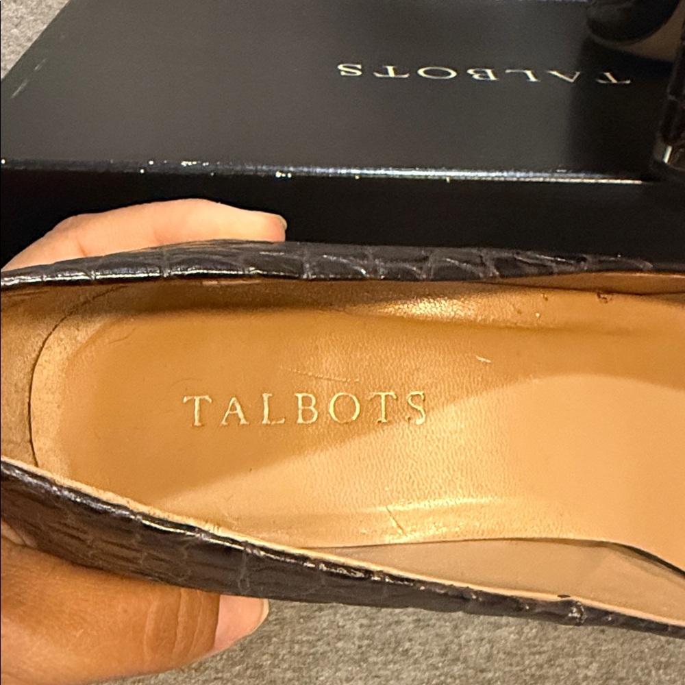 Talbots Chocolate Croc-Patterned Heels - Picture 2 of 7